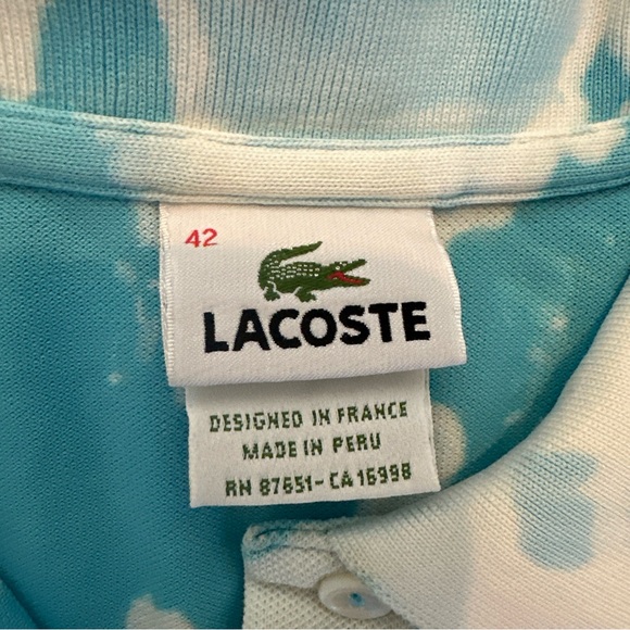 Vintage Lacoste Aqua & White Tie-Dye Polo Shirt - Picture 3 of 8